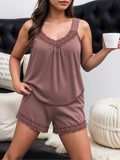 Lace Trim Pajamas Set 2Pcs