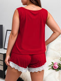 Lace Trim Pajamas Set 2Pcs