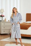 Womens Plush Fleece Robe Long Fluffy Spa Bathrobe Soft Sleepwear