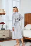 Womens Plush Fleece Robe Long Fluffy Spa Bathrobe Soft Sleepwear