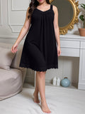 Elegant Nightgown Sleeveless With Lace Trim