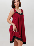 Nightgown features lace detailing along the neckline and hem