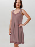 Nightgown features lace detailing along the neckline and hem