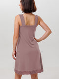 Nightgown features lace detailing along the neckline and hem