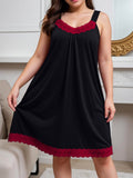 Elegant Nightgown Sleeveless With Lace Trim