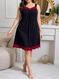 Elegant Nightgown Sleeveless With Lace Trim