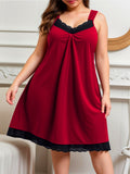 Elegant Nightgown Sleeveless With Lace Trim