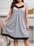 Elegant Nightgown Sleeveless With Lace Trim