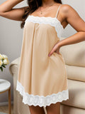 Nightgown with lace trim and thin adjustable straps