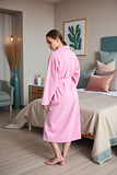 Womens Plush Fleece Robe Long Fluffy Spa Bathrobe Soft Sleepwear