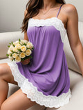 Nightgown with lace trim and thin adjustable straps