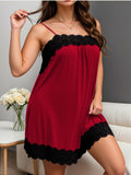 Nightgown with lace trim and thin adjustable straps