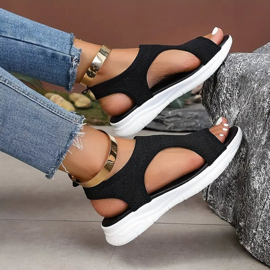 Women'S Breathable Mesh Slip-On Sneakers - Casual Summer Shoes with Open-Toe Design